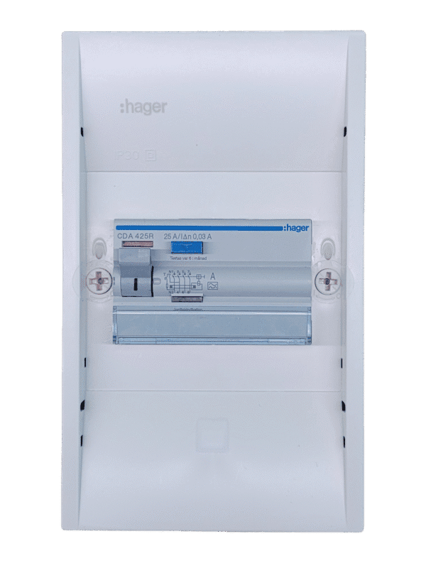 Hager Jordfelsbrytare 4-pol 25A med Minkapsling GD104N
