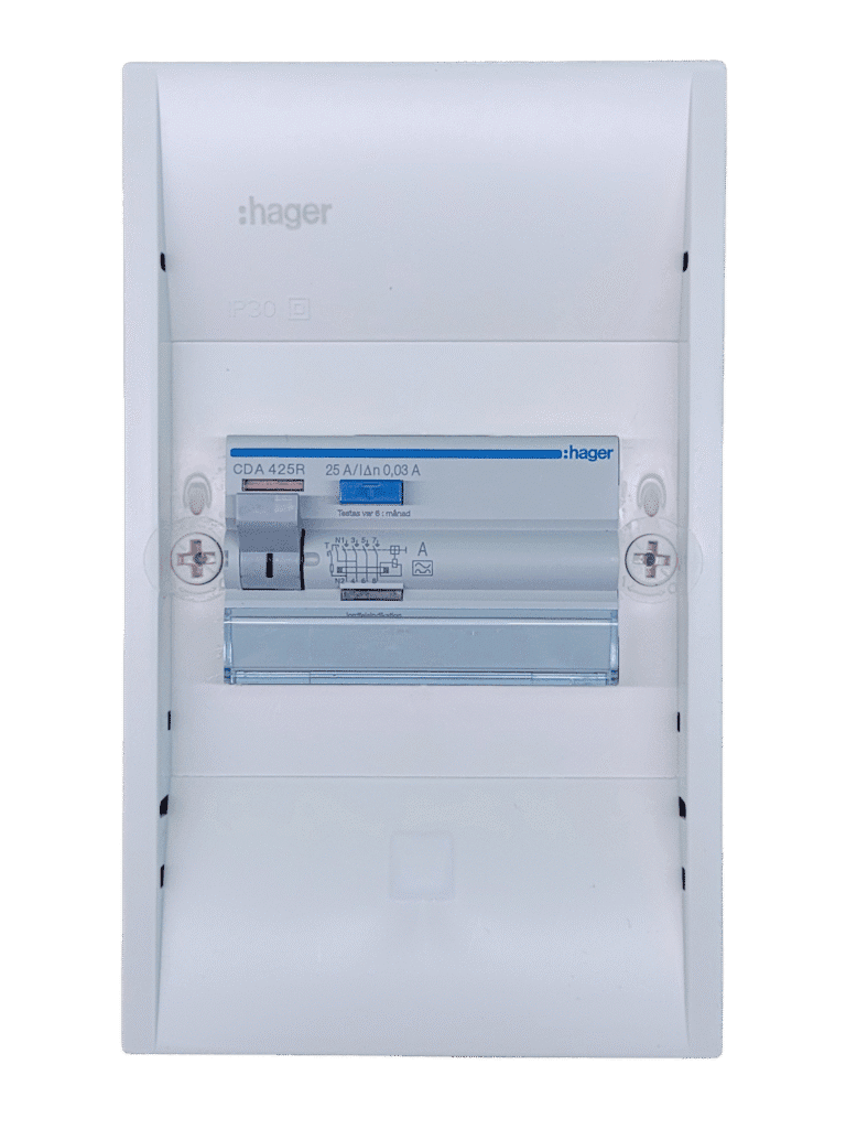 Hager Jordfelsbrytare 4-pol 25A med Minkapsling GD104N