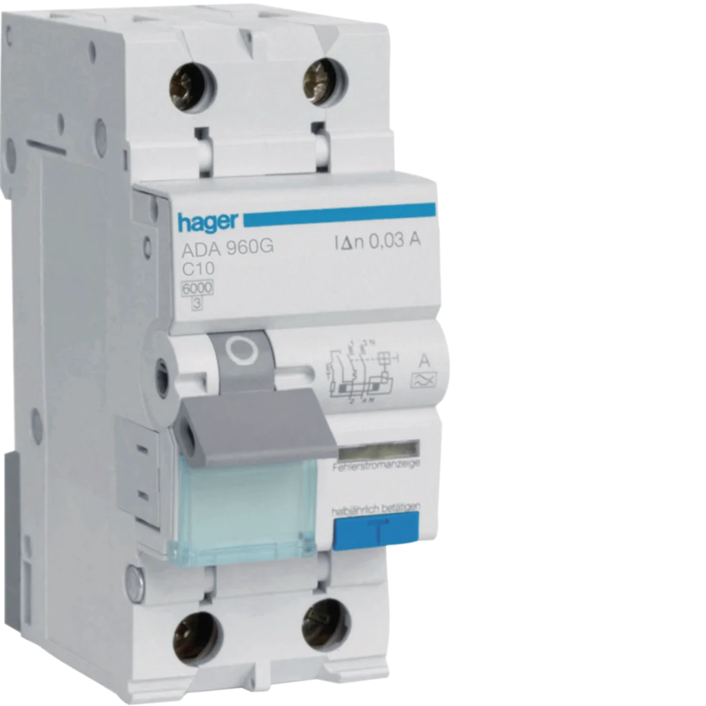 Hager Personskyddsbrytare 1-pol 10A C Typ A 30mA ADA960G