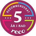 Reco Bagde - Rekommenderat Företag 5 år i rad - MinelluxReco Bagde - Rekommenderat Företag 5 år i rad - Minellux
